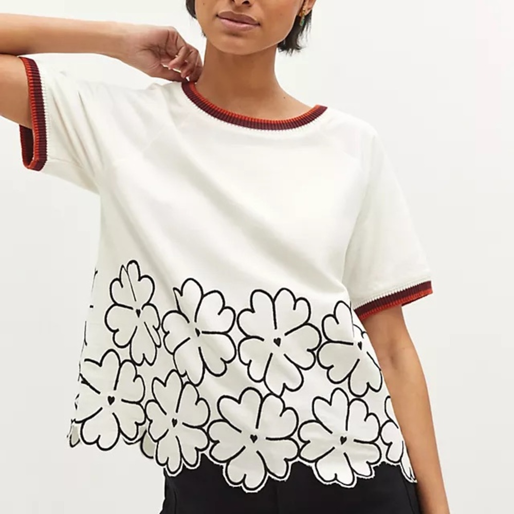 Anthropologie Maeve Floral Embroidered Top